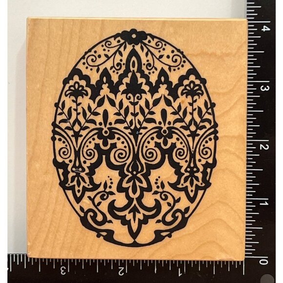 1995 PSX K-1323 VICTORIA'S EASTER EGG WOOD MOUNTED RUBBER STAMP FLOURISH - Picture 2 of 4